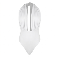 PLUNGE NECK ONE PIECE - WHITE