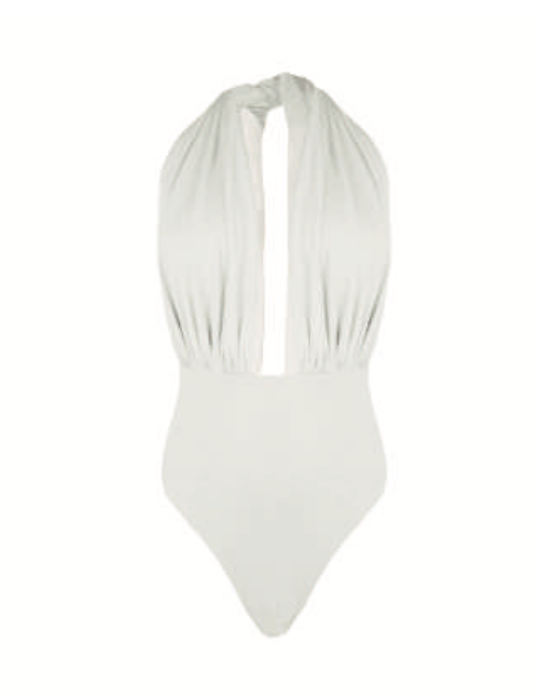 PLUNGE NECK ONE PIECE - WHITE