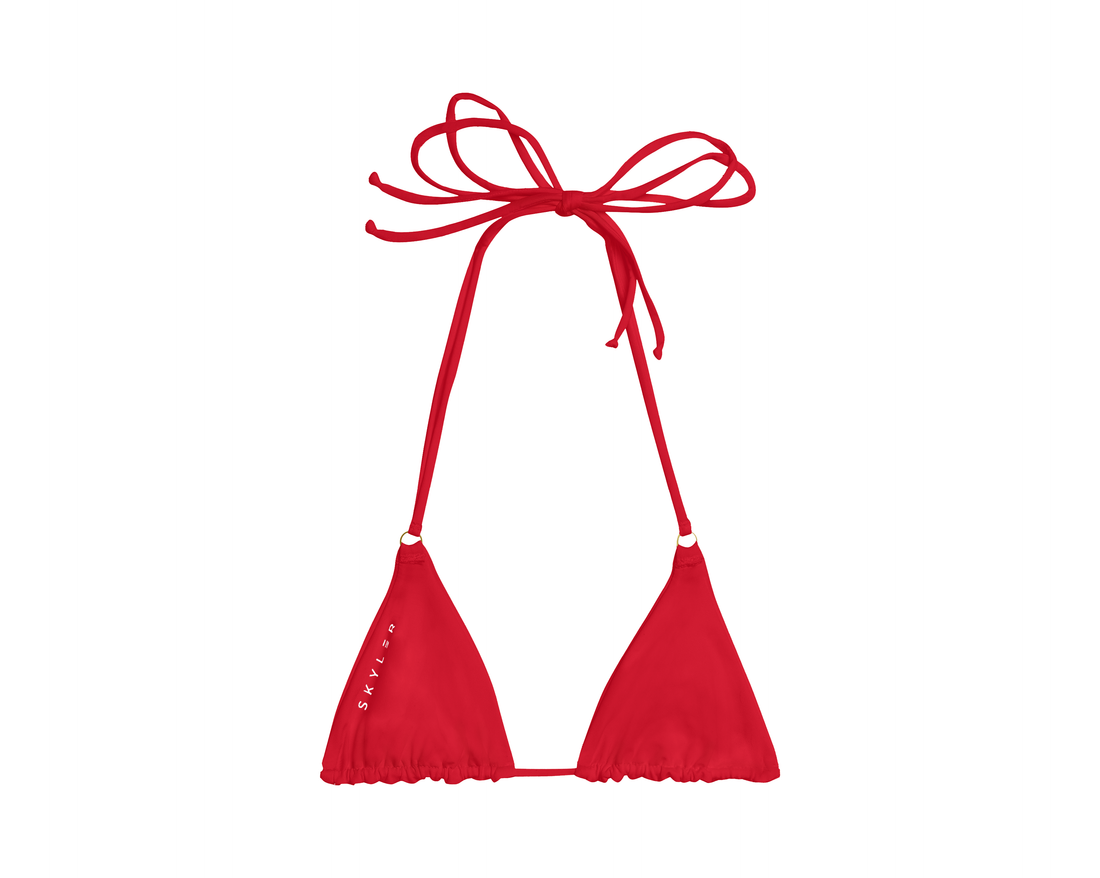 Skyler Swimwear Bikini V top in cherry red – back view
